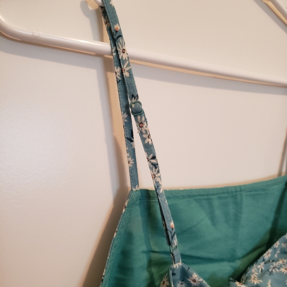 American Eagle Size M Teal Ditsy Floral Tie-Back Mini Dress - Picture 5 of 8